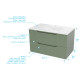 Meuble de salle de bains leon 80cm vert olive - 2 tiroirs en mdf ondulés - vasque à encastrer Aurlane - PACM732 