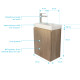 Meuble lave mains décor bois 40x50x22 cm avec vasque en smc blanche - elementary 