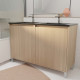 Meuble de salle de bains 120 cm 4 portes chêne clair + vasque double céramique noire - xenos Aurlane - PACM719