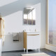 Meuble de salle de bains 60cm 2 portes bois et blanc + vasque céramique blanche - key Aurlane - PACM862