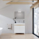 Meuble de salle de bains 80cm 2 portes bois et blanc + vasque céramique blanche - key Aurlane - PACM863