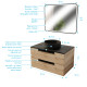 Meuble salle de bains 80cm décor bois et noir, 2 tiroirs, vasque noire ø36cm et miroir led 80x60cm Aurlane - PACM777 