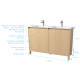 Pack meuble salle de bains 120 cm chêne clair, 4 portes avec vasque céramique - xenos 