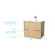 Pack meuble salle de bains 60 cm chêne clair, 2 tiroirs avec vasque céramique - xenos 