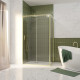 Pack porte de douche coulissante 120x200cm et retour 90cm - profilés or doré brossé - verre 6mm Aurlane - PACF477