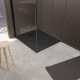 Pack receveur noir effet pierre 90x120 cm et grille décor linéaire noire mate Aurlane - PACR258