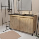 Meuble de salle de bains 120 cm 4 portes chêne naturel + vasque double céramique noire - timber Aurlane - PACM710