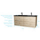 Meuble de salle de bains 120 cm 4 tiroirs chêne naturel + vasque double céramique noire - timber Aurlane - PACM711 