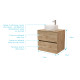Meuble salle de bains 60cm 2 Tiroirs chêne naturel + Vasque ronde Ø36cm blanche effet marbre Aurlane - PACM739 