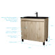 Meuble de salle de bains 80 cm 2 portes chêne naturel + vasque céramique noire - timber 