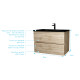 Meuble de salle de bains 80 cm 2 tiroirs chêne naturel + vasque céramique noire - timber 