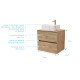 Meuble salle de bains 80cm 2 tiroirs chêne naturel + vasque carrée 38x38x13cm blanche effet marbre Aurlane - PACM746 
