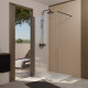 Paroi de douche 100x200cm en verre trempé transparent 8mm anticalcaire - profilé noir mat - lina Aurlane - FAC1031