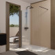 Paroi de douche 120x200cm en verre trempé transparent 8mm anticalcaire - profilé noir mat - lina Aurlane - FAC1032