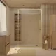 Paroi de douche verre cannelé 6 mm - 140x200 cm - cadre et bras aluminium or doré brossé Aurlane - FAC1037