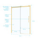 Porte de douche coulissante type industriel 140x200 cm - finition or doré brossé - verre trempé 6 mm Aurlane - FAC980 