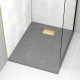 Pack receveur gris effet pierre 80x100 cm et grille décor perforée or doré brossé - rock 2 Aurlane - PACR210