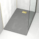 Pack receveur gris effet pierre 90x140 cm et grille décor perforée or doré brossé - rock 2