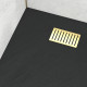 Pack receveur noir effet pierre 80x100 cm et grille décor linéaire or doré brossé - rock 2 Aurlane - PACR200