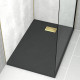 Pack receveur noir effet pierre 80x120 cm et grille décor linéaire or doré brossé - rock 2 Aurlane - PACR201