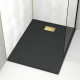 Pack receveur noir effet pierre 90x120 cm et grille décor perforée or doré brossé - rock 2
