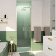 Porte de douche double battant 70x200cm - verre trempé transparent 6mm - profil or doré brossé Aurlane - FAC976