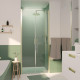 Porte de douche double battant 90x200cm - verre trempé transparent 6mm - profil or doré brossé