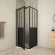 Pack porte de douche pivotante et retour 'type atelier' - noir mat - Dimensions au choix 90 x 80 x 200