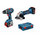 Pack bosch professional perceuse gsr 18v-28 + meuleuse gws18-125 + chargeur + 3 batteries 3.0 ah + coffret box