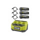 Pack ryobi 4v chargeur séquentiel 3 ports rc43p - 2,0ah - 3 batteries 3,0ah