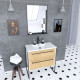 Pack meuble de salle de bain 80x50cm Blanc - 2 tiroirs blanc vasque blanche + miroir noir mat Aurlane - PACM034