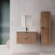 Pack meuble salle de bain 80cm et colonne de rangement - Façades ondulées décor bois - MILO Aurlane - PACM919