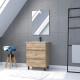 Pack Meuble SDB 60cm sur pieds 3 tiroirs Chêne - Vasque blanche + Miroir Led - TIMBER 60_Pack41 Aurlane - PACM251