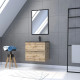 Pack Meuble SDB 60cm suspendu 2 tiroirs chêne - Vasque noire + Miroir - TIMBER 60_Pack07 Aurlane - PACM217