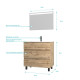 Pack Meuble SDB 80cm sur pieds 3 tiroirs Chêne -Vasque blanche + Miroir Led - TIMBER 80_Pack46 Aurlane - PACM256 