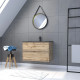 Pack Meuble SDB 80cm suspendu 2 tiroirs chêne + vasque noire + miroir Barber - TIMBER 80_Pack34 Aurlane - PACM244