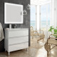 Meuble de salle de bain simple vasque - 3 tiroirs - palma et miroir led veldi - blanc - 60cm