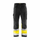 Pantalon de travail haute visibilité softshell blaklader stretch classe 1 Noir-Jaune