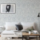 Papier peint floral damassé blanc et bleu Shabby Chic - ANTHROP++