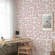 Papier peint à motif labyrinthe avec coups de pinceau rose - PINK BRUSH++