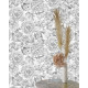 Papier peint pivoine noire et blanche - PEONIE++