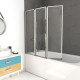 Pare baignoire pivotant 3 Volets Chrome - 125x143 cm  -Verre Trempé 4 mm - ZAGGY CHROME Aurlane - FAC276