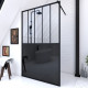 Paroi de douche 120x200 cm type verrière – Verre trempé 5mm et structure aluminium noir mat Aurlane - FAC506
