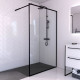 Paroi de douche 120x200cm + receveur à poser 120x80cm - Cadre et barre noir mat - CONTOURING 120 Aurlane - PACF010