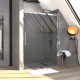 Paroi de douche 140×200 cm + 1 porte coulissante verre trempé 8mm- sens d’ouverture réversible - ROLLING CHROMED 140 Aurlane - FAC614