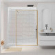 Paroi de Douche 120x200 cm - Cadre et Bras Aluminium Décor Bois - WOODEN CONTOURING Aurlane - FAC1058