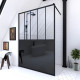 Paroi de douche 140x200 cm type verrière – Verre trempé 5mm et structure aluminium noir mat Aurlane - FAC507