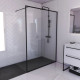 Paroi de douche 140x200cm + receveur à poser 140x90cm - Cadre et barre noir mat - CONTOURING 140 Aurlane - PACF012