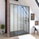 Paroi de douche 1 porte coulissante 140×200 cm - Verre sérigraphié - Profilé Noir - CRUSHX Aurlane - FAC593