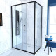 Paroi de douche 1 porte coulissante + Retour 100x90x200 cm - Verre 6 mm - Profilé Noir - CRUSH Aurlane - FAC619